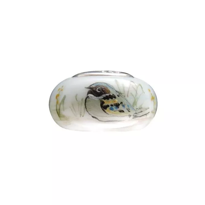Fenton Art Glass Artisan Crafted Bead - Whipperwill - Sterling Silver Lined