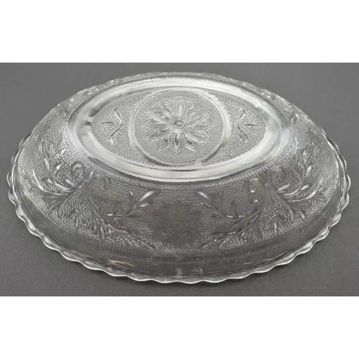 Anchor Hocking Glass - Sandwich Clear Pattern - Oval Bowl - 8.5 "