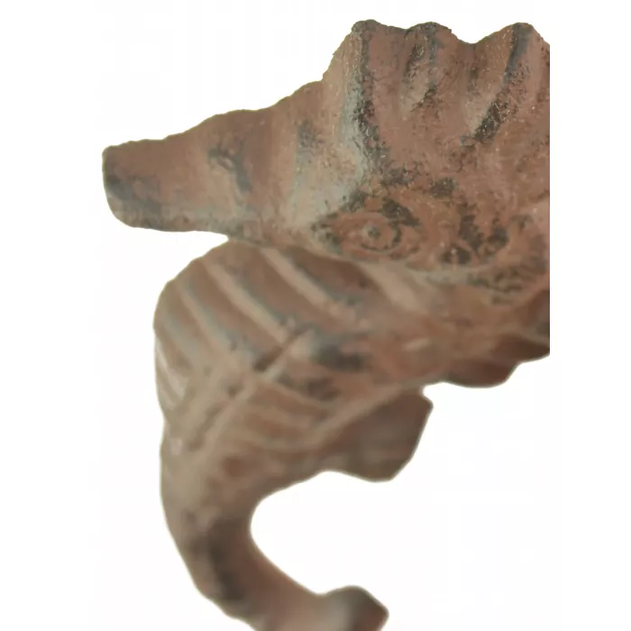 Cast Iron Wall Hook - Rust Seahorse Design - 5.5" Tall