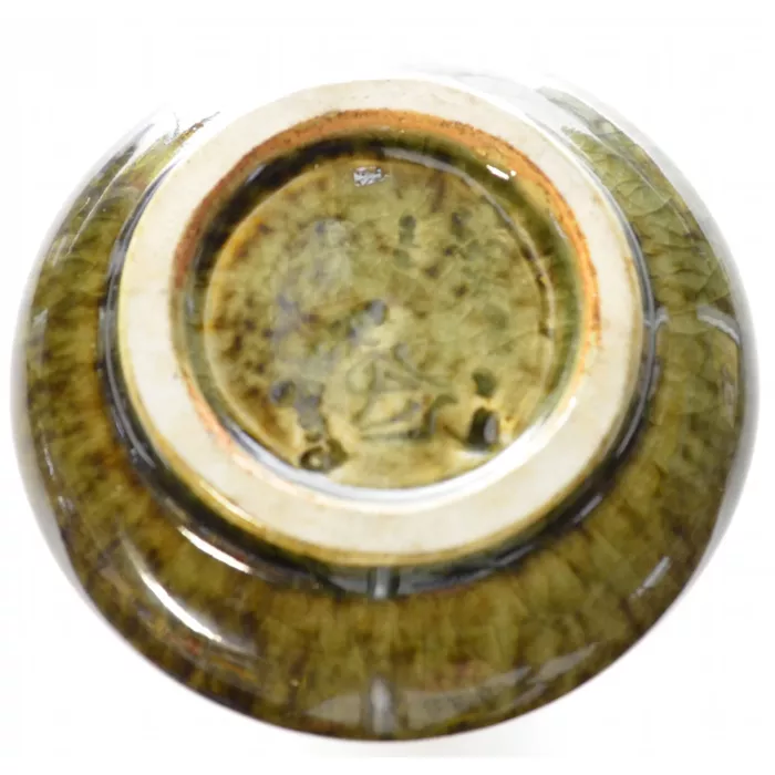 Decorative Art Pottery Bud Vase - Olive Green  & Brown - 4.5" Tall