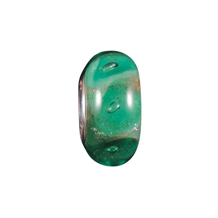 Fenton Art Glass Vasa Murrhina Bead - Caribbean Lagoon - Sterling Silver Lined