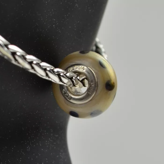 Fenton Artisan Crafted Glass Bead Leopard Diva - Sterling Silver Lined