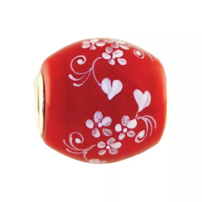 Fenton Artisan Crafted Glass Bead - Two Hearts Are One - .76" Oval