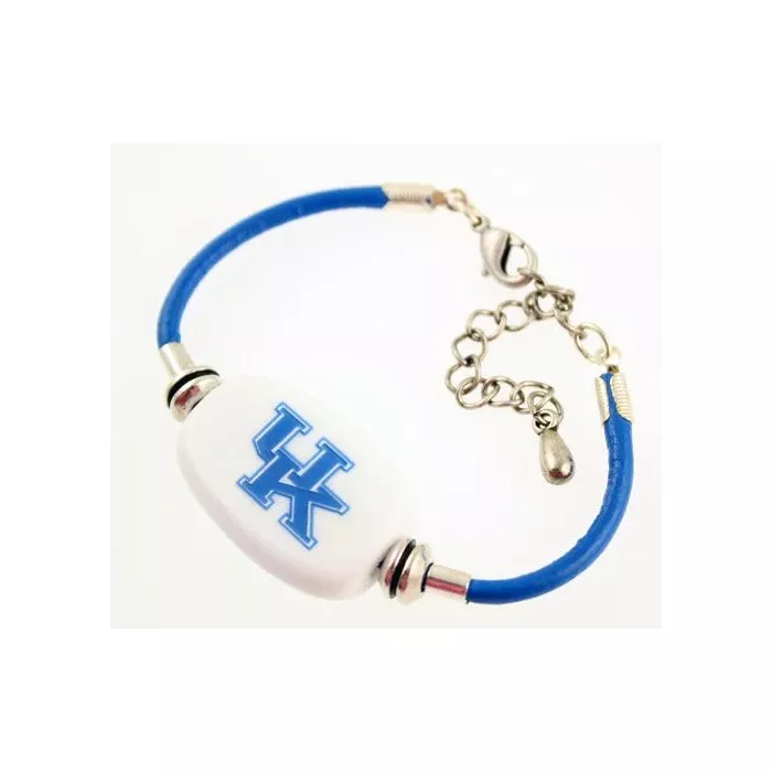 Fenton Collegiate Logo Bracelet- University of Kentucky Milk Glass Bead