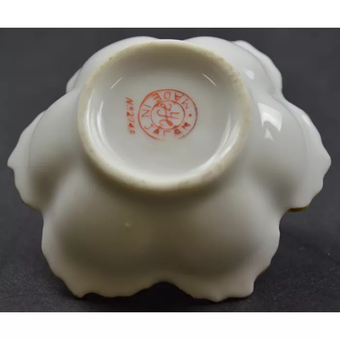 FYE Floral Pattern Porcelain Basket Wth Gold Accents No. 2748 - 2" Tall