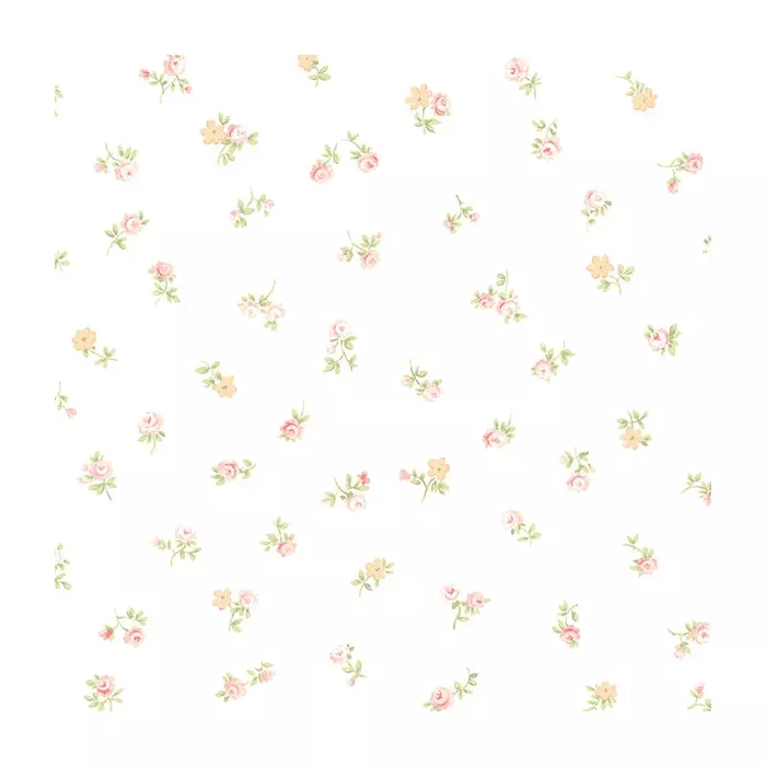 Shabby Rose Buds Wallpaper Light Pink, Green, Beige Norwall Wallcovering AB31062