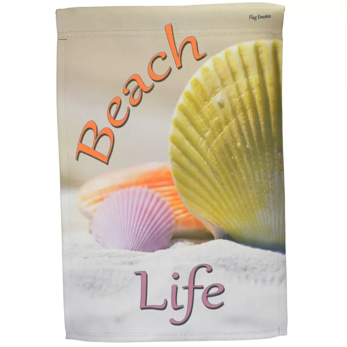 Flag Emotes - Double Sided Garden Flag - Beach Life Multi Colored Shells
