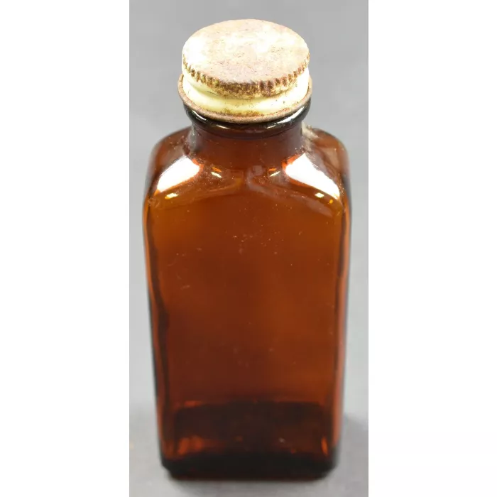Vintage Brown Glass Pharmacy Medicine Bottle - 5" Tall