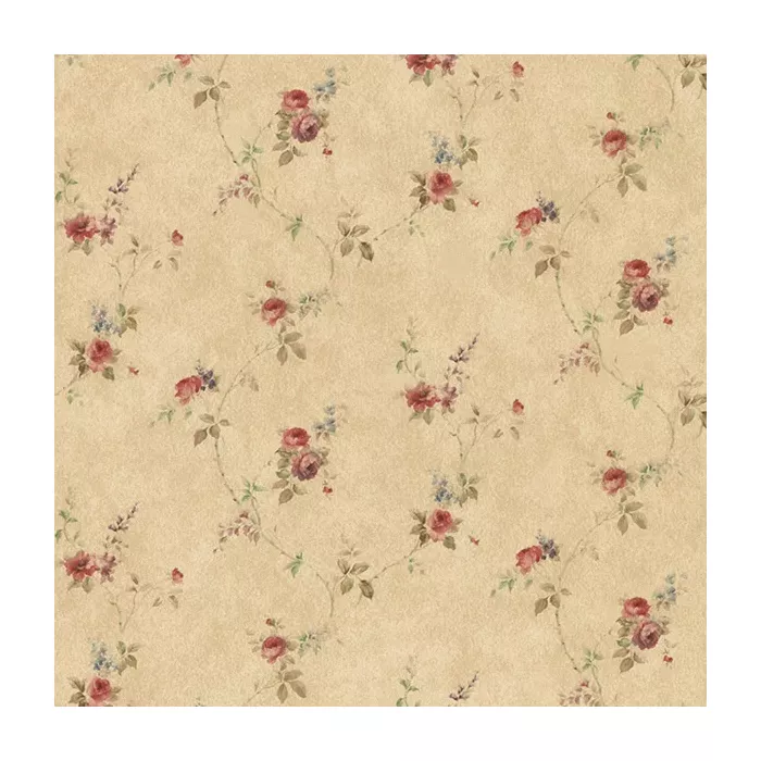 Laura's Trail Wallpaper Dark Beige, Red, Green, Blue Norwall Wallcovering PR33807