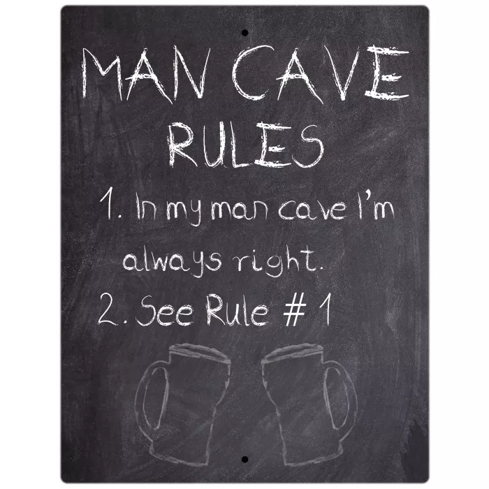Aluminum Sign - Man Cave Rules Chalkboard I'm Always Right