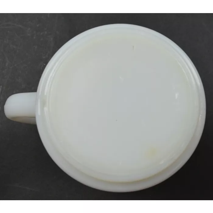 Vintage Milk Glass Floral Pattern Stackable Coffee Mug - 3.375" Tall