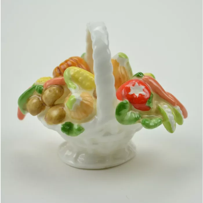 Brinton Bone China Fruit Basket Figurine - 2" Tall