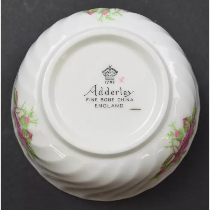 Adderley Fine Bone China Pink Rose Open Sugar - 3.25" Wide