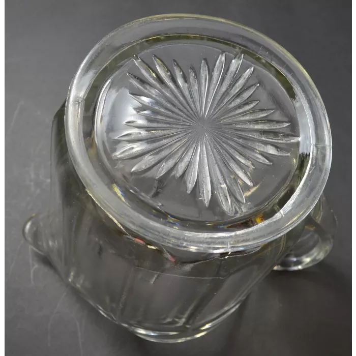 Clear Cut Glass Panel Design Ice Lipped Pitcher - 7.75" Tall