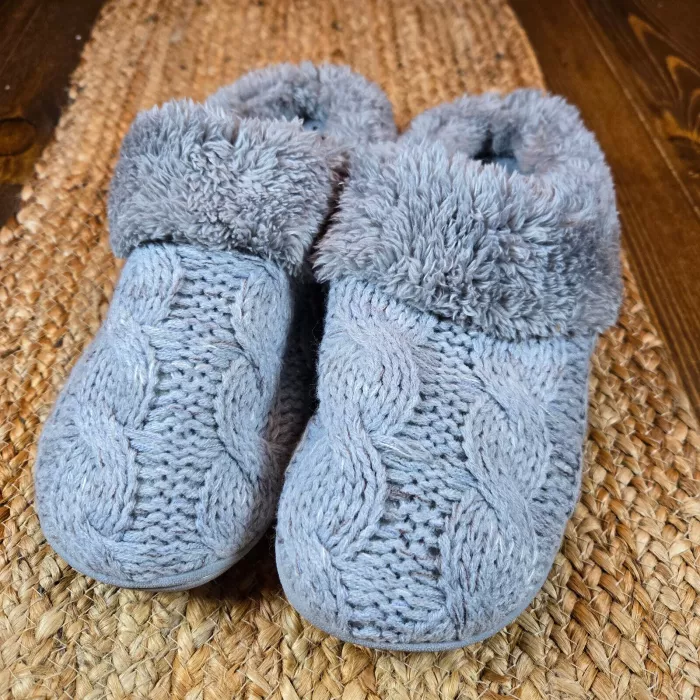 dearfoams Women's Carol Slippers Gray L Knit