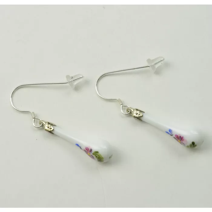 Fenton Art Glass - Hand Painted Teardrop Earrings - Hope - Handcrafted