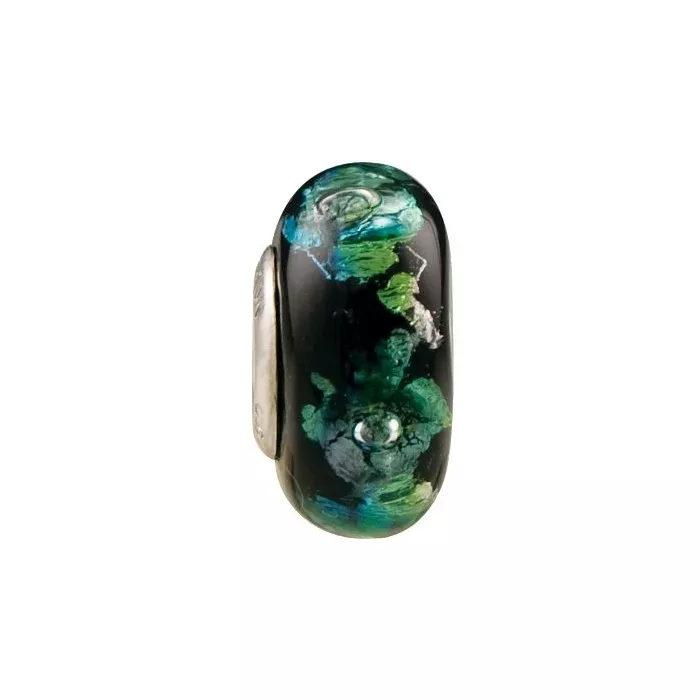 Fenton Art Glass Artisan Crafted Bead - Abyss - Sterling Silver Lined