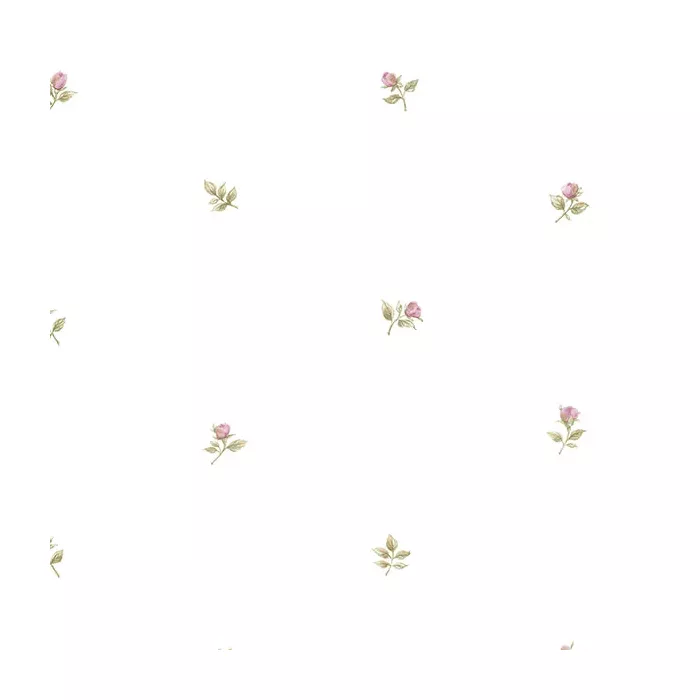 Rose Buds Wallpaper Pink, Ochre, Green Norwall Wallcovering CG28872