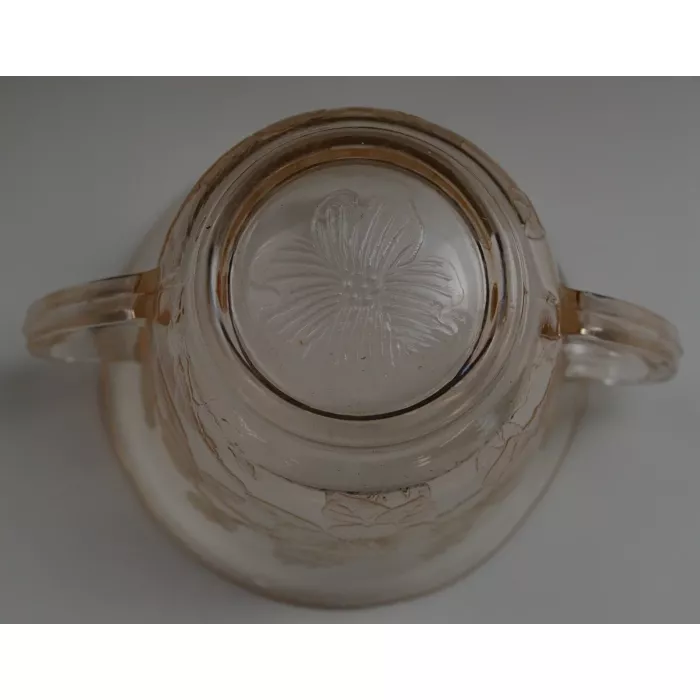 Macbeth Evans Glass - Dogwood Pink Pattern - Open Sugar - 2.625" Tall