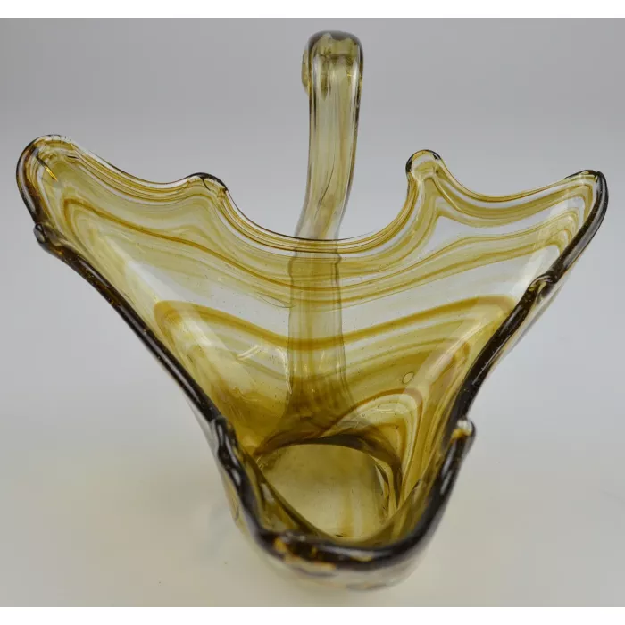 Sooner Art Glass Gold & Clear Swan Shaped Bowl