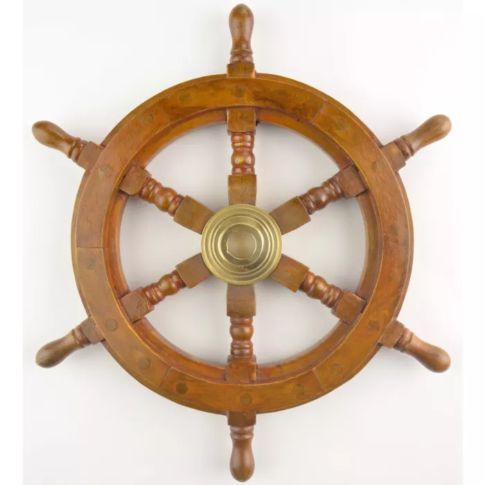 Decorative Wall Hanging - Wooden Ship Wheel - 12 3/4" Wide
