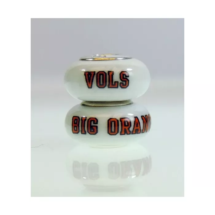 Fenton Milk Glass Collegiate Bead - Tennessee Vols - Sterling Silver Lined