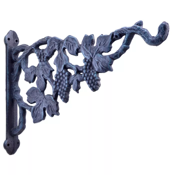 Decorative Plant Hanger - Gape Vine - Verdigris Cast Iron - 12" Deep