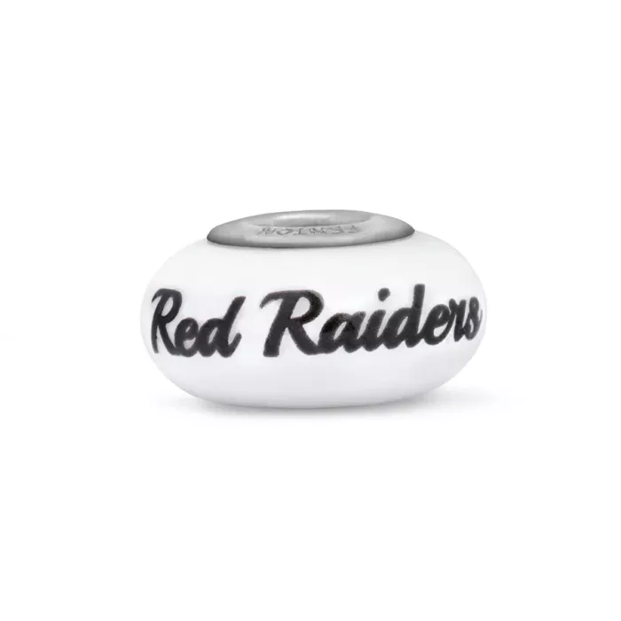 Fenton Milk Glass Collegiate Bead - Texas Tech - Sterling Silver Lined