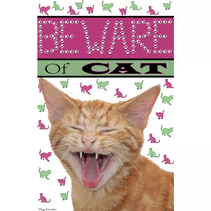 Flag Emotes - Double Sided Garden Flag - Beware Of Cat - Orange Cat