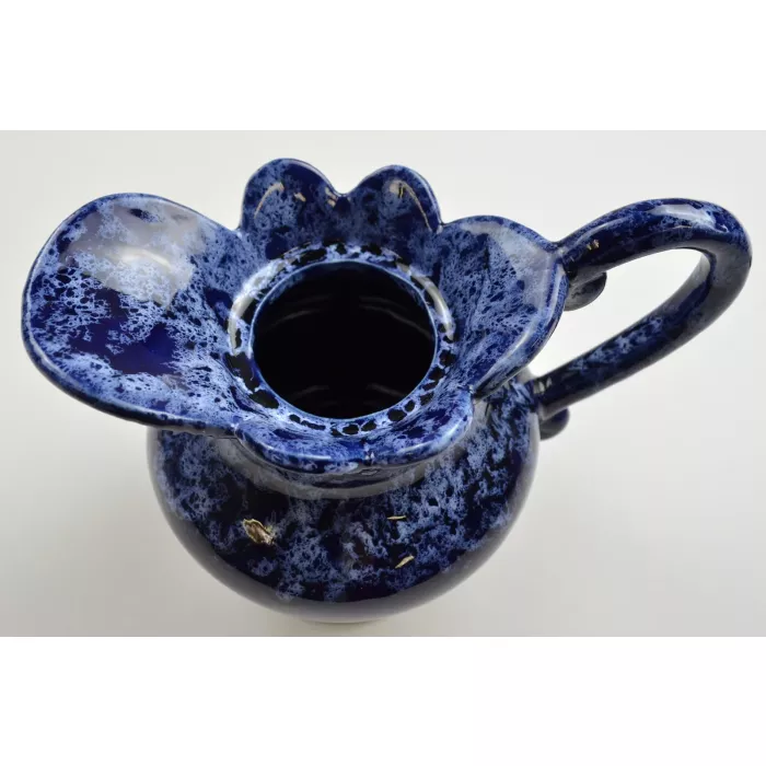 Spongeware Pottery Pitcher - Dark Blue - 5.5" Tall