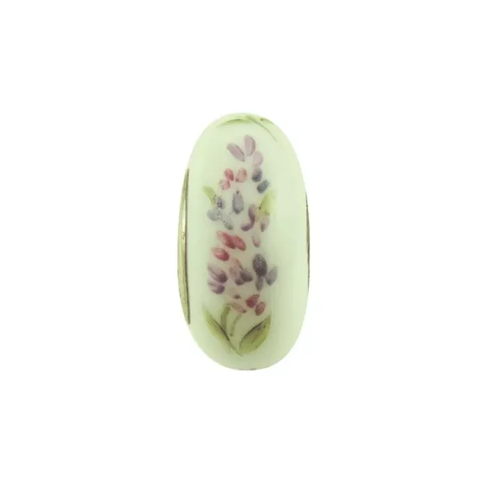 Fenton Art Glass Artisan Crafted Bead - Springtime Lilacs - Sterling Silver Core