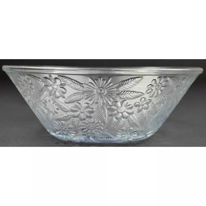 Indiana Glass - Pineapple & Floral Clear Pattern - Salad Bowl - 7.5" Wide