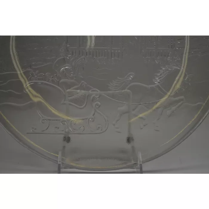 Clear Glass Winter Scene Serving Platter - 12.375" Wide