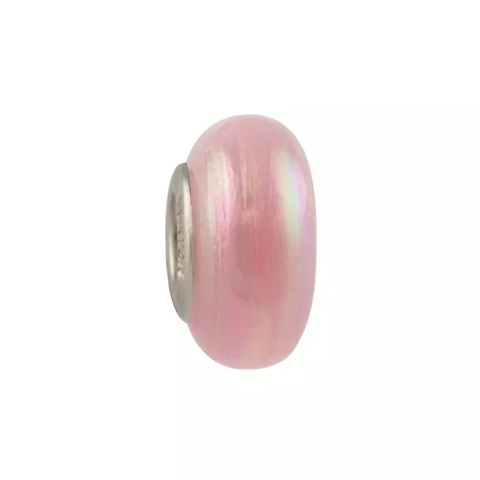 Fenton Art Glass Artisan Crafted Bead - Blush - Sterling Silver Lined