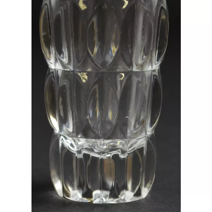 Clear Pressed Glass Flower Vase - Thumbprint Pattern - 5" Tall