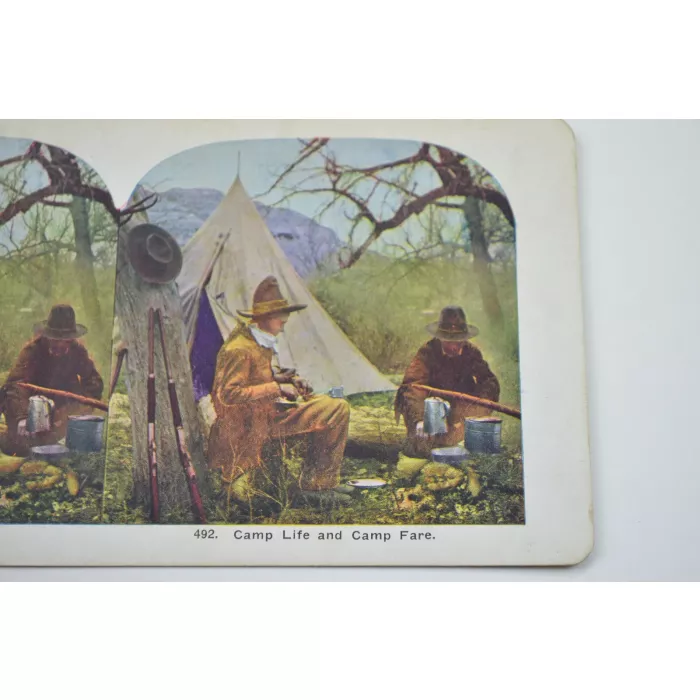 Antique Stereoview - No. 492 - Camp Life And Camp Fare