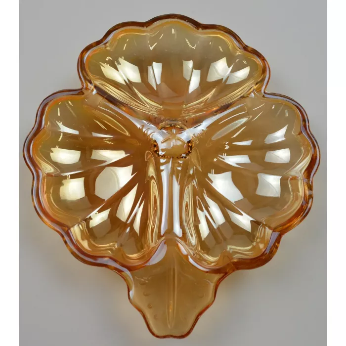 Jeannette Glass - Doric Iridescent (Marigold) Pattern - Three Part Candy Dishes