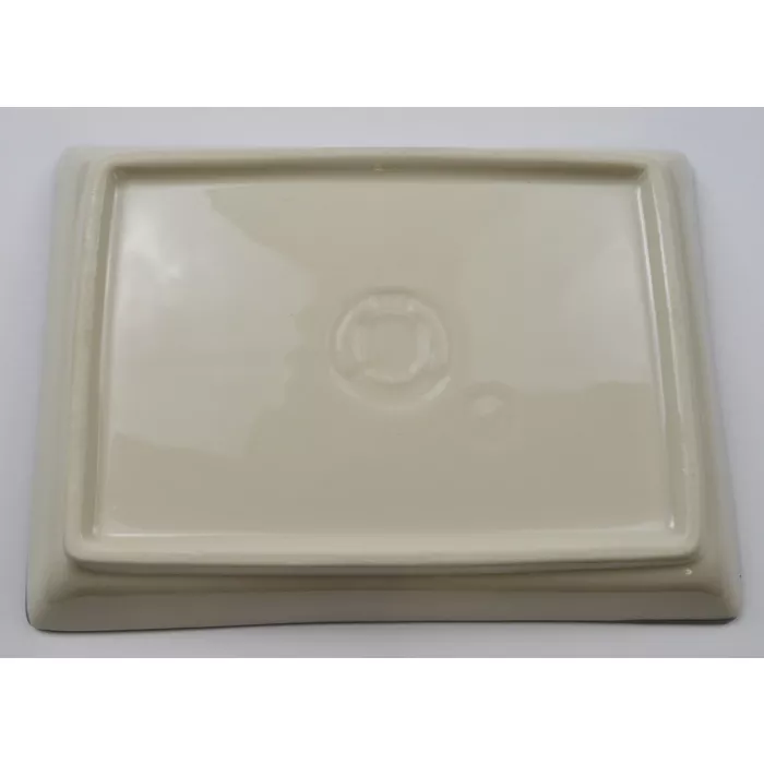 Homer Laughlin - Green Stripe Pattern - Square Plate