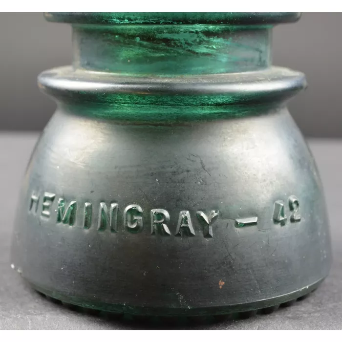 Vintage Hemingray No. 42 Teal Green Glass Insulator - 4.375" Tall