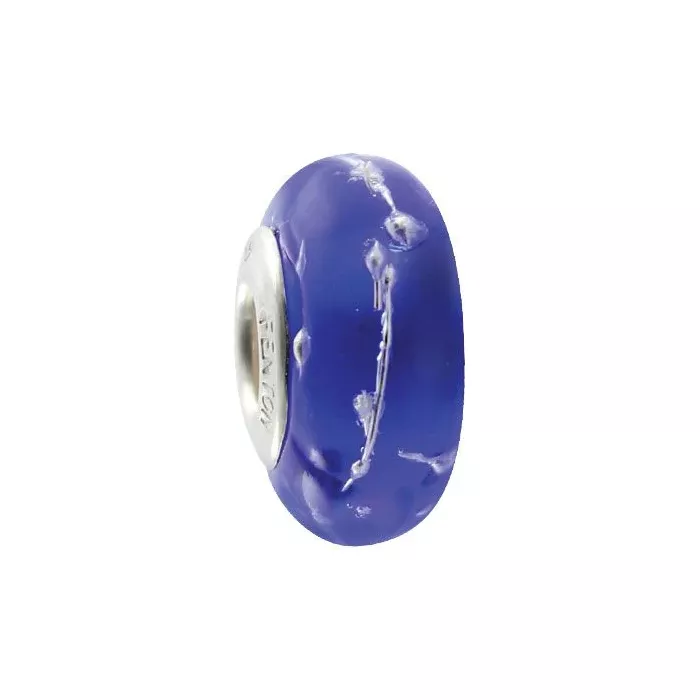 Fenton Artisan Crafted Glass Bead Midnight in Paris - Sterling Silver Lined