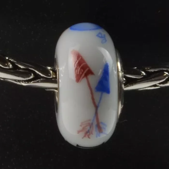 Fenton Art Glass Artisan Crafted Bead - Pi Beta Phi - Sterling Silver Lined