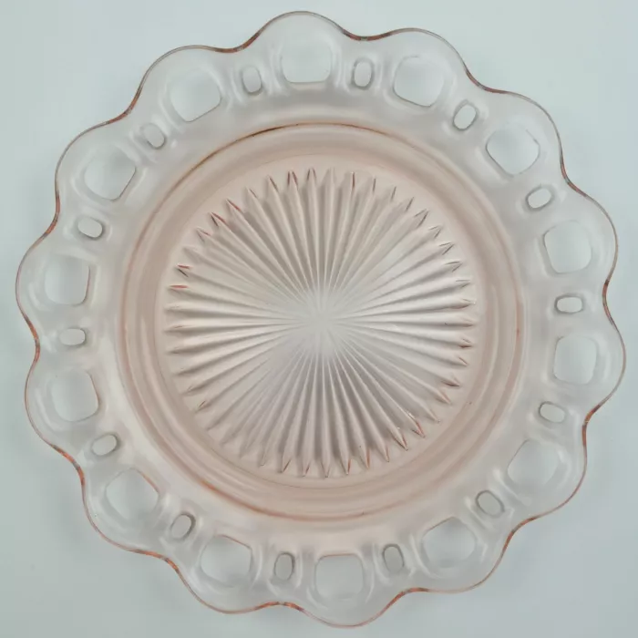 Anchor Hocking - Lace Edge Pink Pattern - Luncheon Plate