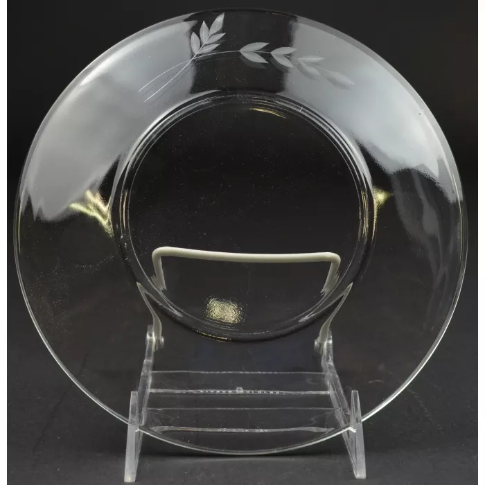 Clear Glass Luncheon Plate - Etched Wheat Pattern - 8" Round