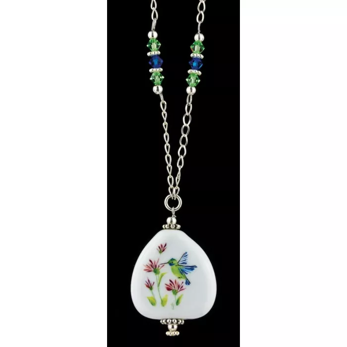 Fenton Art Glass - Sterling Silver Chain Necklace With Hummingbird Pendant