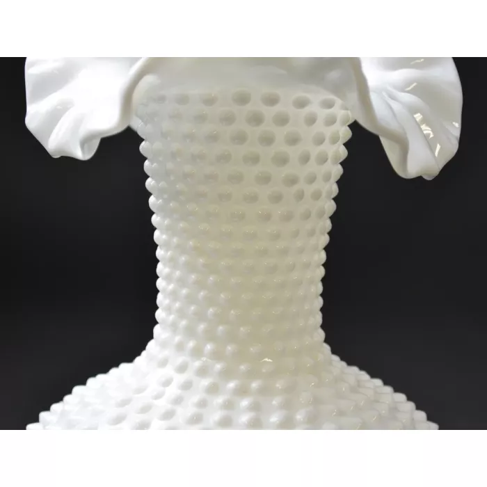 Fenton Art Glass - Hobnail Milk Glass Pattern - Double Crimped Vase