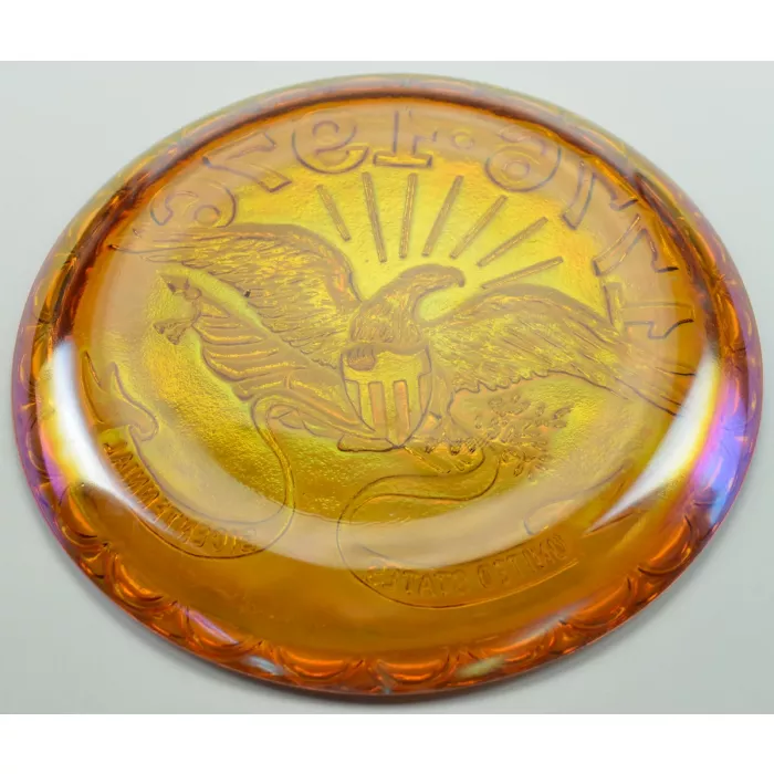 Indiana Glass Plate - American Bicentennial Amber Carnival - Eagle 1976
