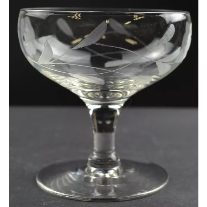 Clear Etched Glass Floral Pattern Sherbet - 3.5" Tall