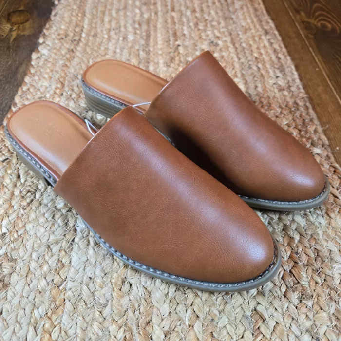 Women's Rita Mule Flats Memory Foam Insole Brown Slide