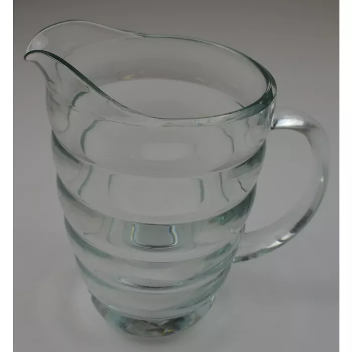 Ribbed Pattern Clear Glass Beverage Pitcher - 8.125" Tall