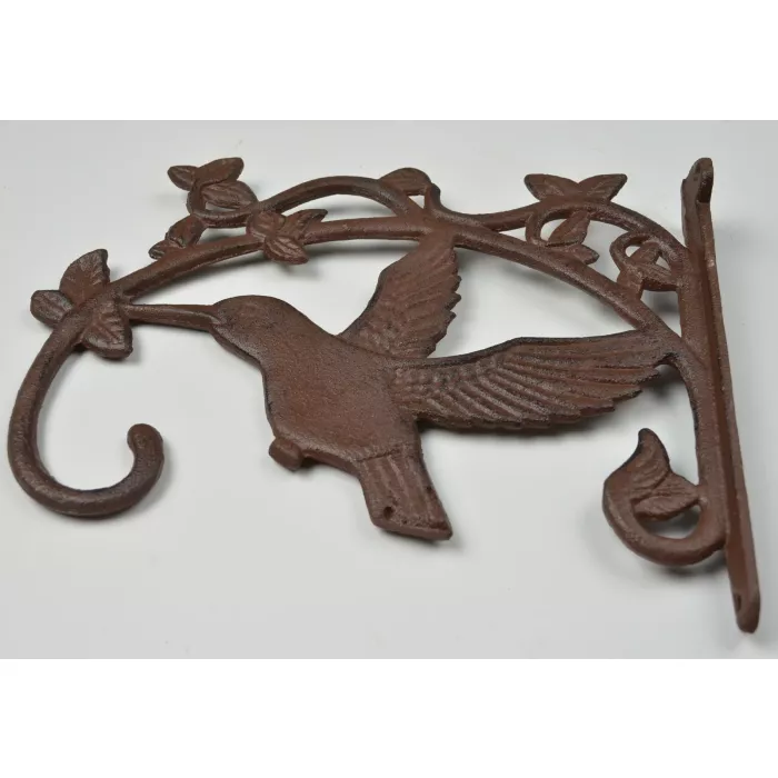 Decorative Hummingbird Design Cast Iron Plant Hanger - 8.625" Tall